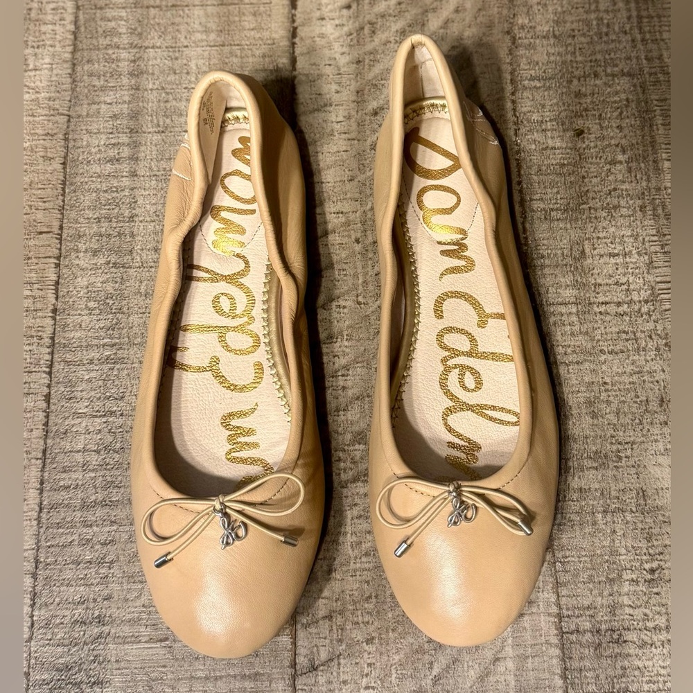 Sam Edelman Women's Felicia Nude Leather Ballet Flats Size 9 New In Box